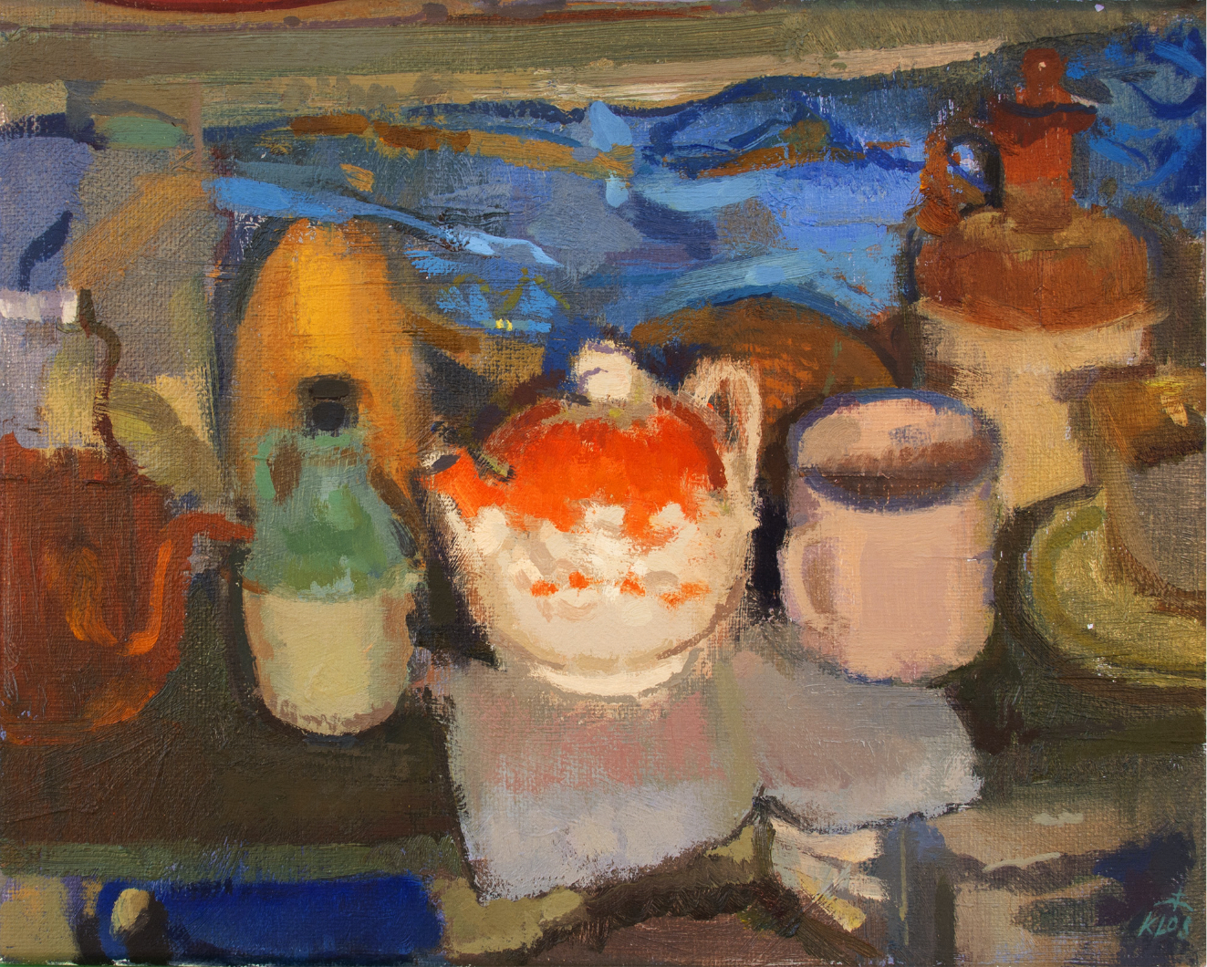 Tea Kettle on Shelves / oil on panel / 20" x 24" / 2020 / Private Collection